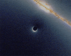 Schwarzes Loch vor einer Galaxie